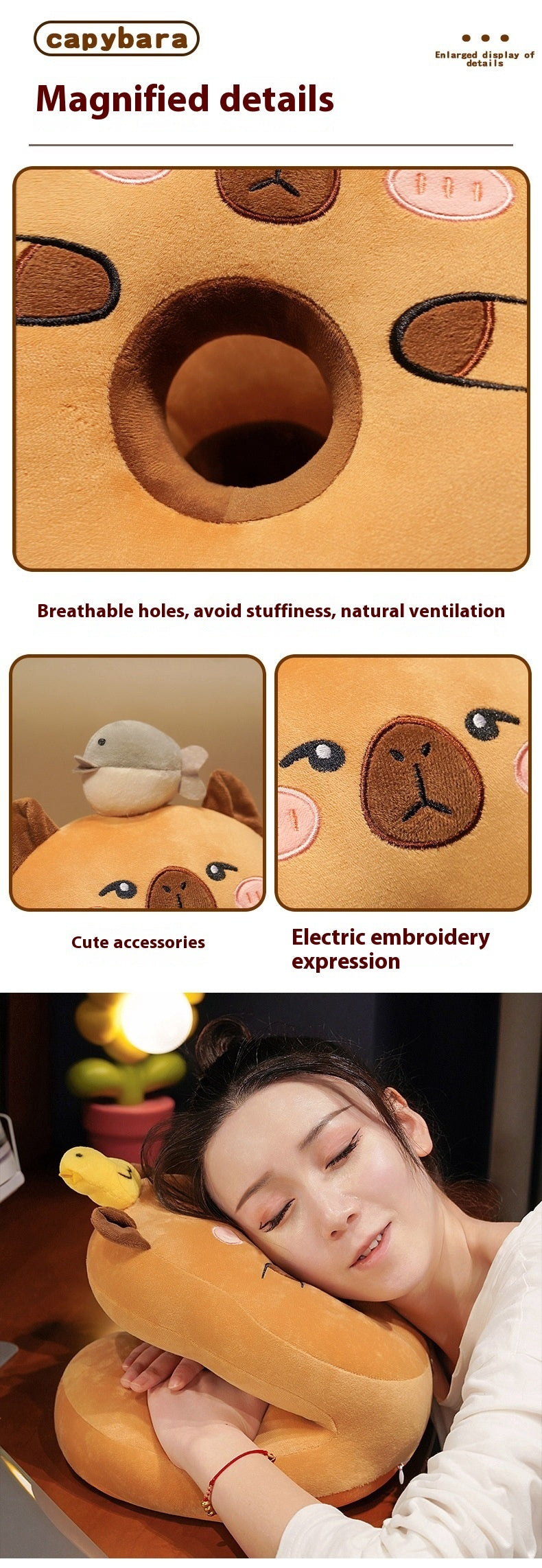 Creative Cute Capybara Ice Silk Afternoon Nap Lunch Break Artifact Plush Pillow - Bellarte Enchanté Creative Cute Capybara Ice Silk Afternoon Nap Lunch Break Artifact Plush Pillow